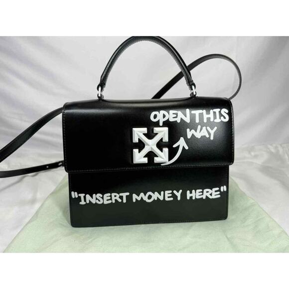 Off White Jitney 1.4 Top Handle Black "Insert Money Here" SPB-TS 346775 - Picture 2 of 16